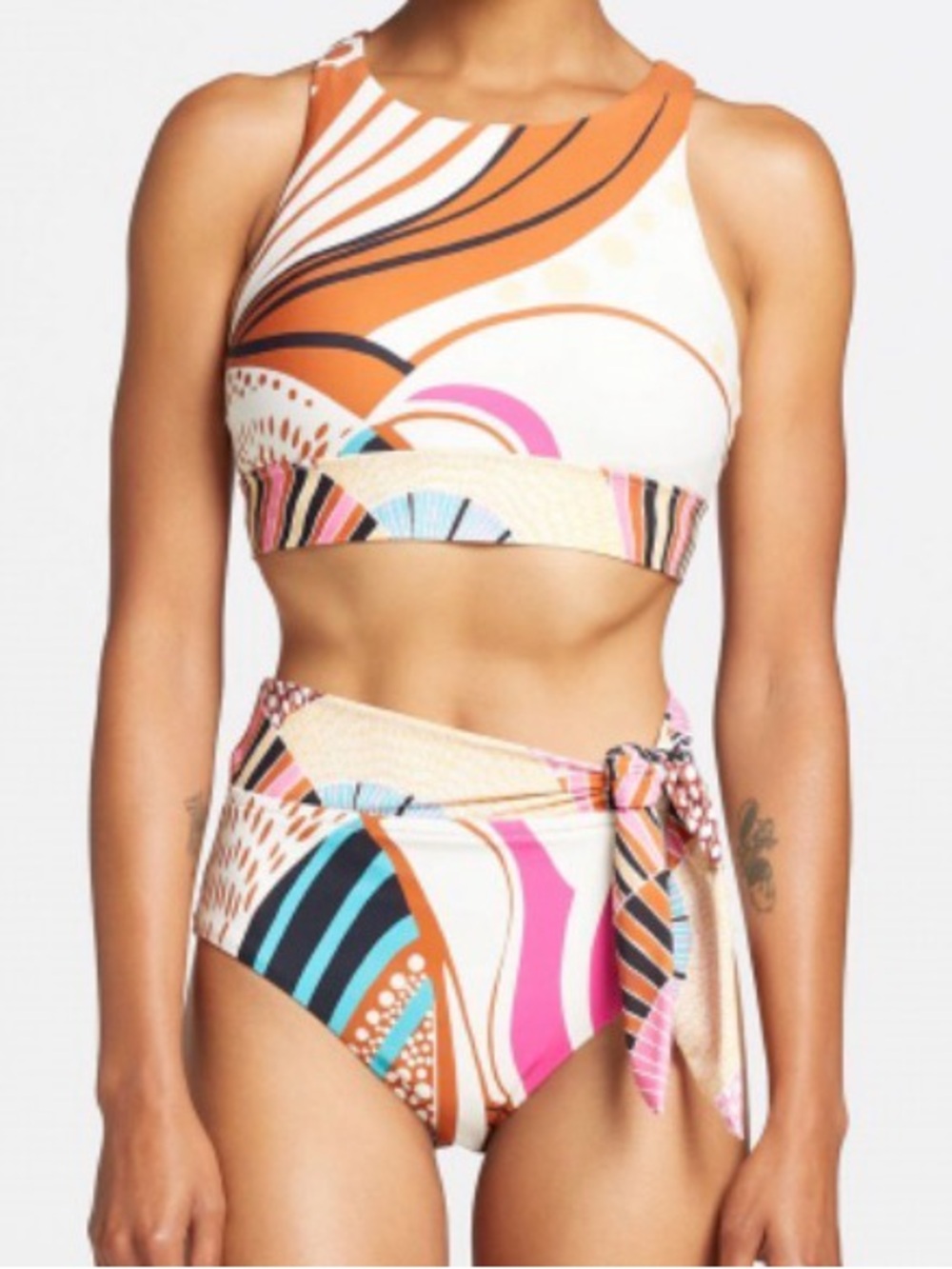 NWT CALIA by Carrie Underwood Women's Racerback Bikini in Abstract Multicolor
